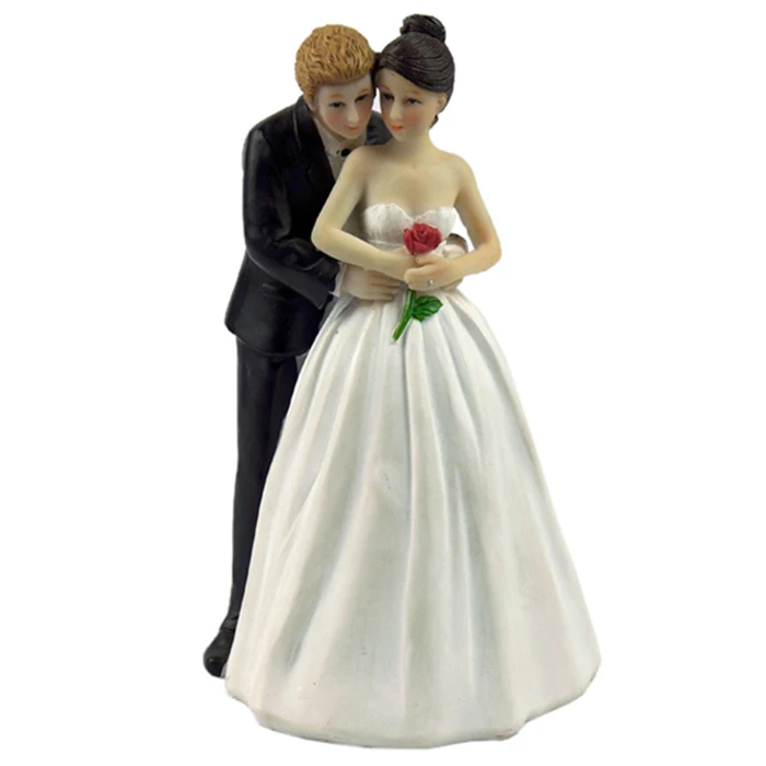 

"Yes to the Rose" Wedding Cake Decoration Custom Bride & Groom Couple Figurine Wedding Cake Topper