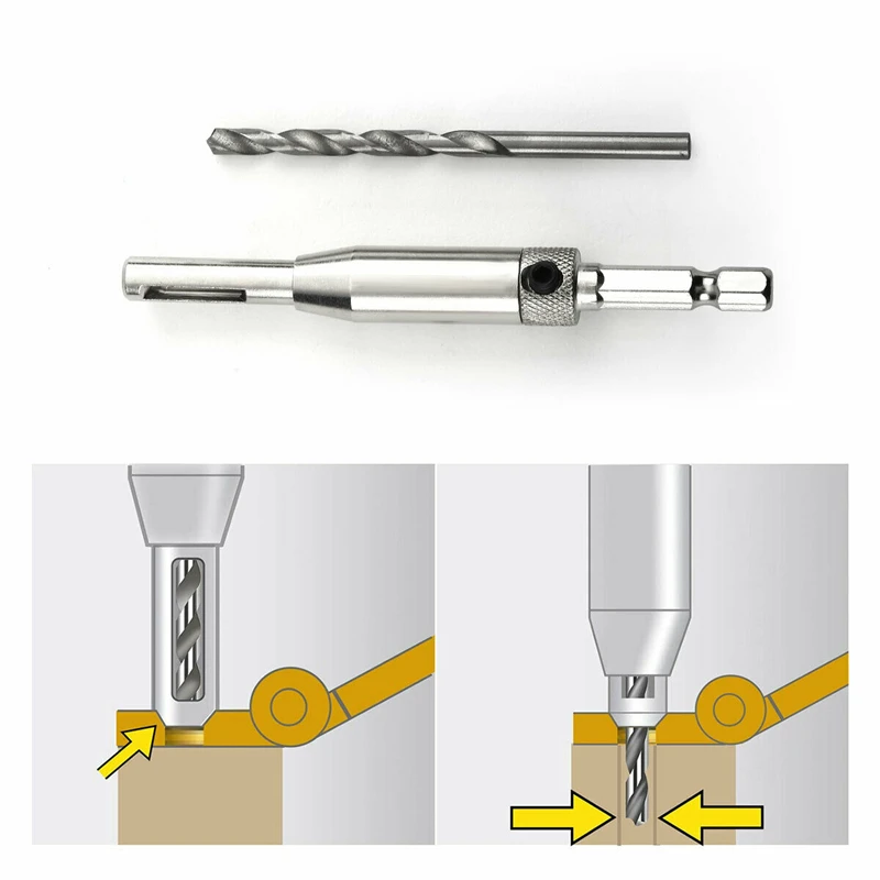 

7Pcs Self Centering Lock Hinge Hardware Drill Bit Set Hardware Drawer Pilot Hole Guides Centering Hinge Home 1/4" Hand Tools