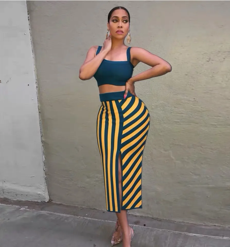 Комплект с платьем bandege Новое поступление Модный комплект мини майка и длинное