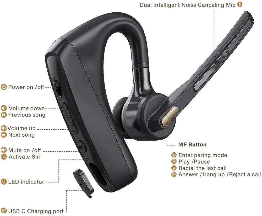 Bluetooth-гарнитура k15 V5.1 с двумя микрофонами шумоподавление | Электроника