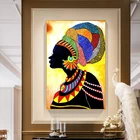 Абстрактная черная Картина на холсте для девочек, настенные художественные плакаты, принты, ретро африканская Женская картина для гостиной, спальни, домашний декор