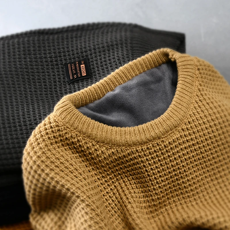 

Вязаный свитер HOUZHOU в стиле Харадзюку с изображением дедушки, винтажная ретро-одежда, мужская черная, белая зимняя Корейская уличная одежда в стиле хип-хоп, бархатная одежда