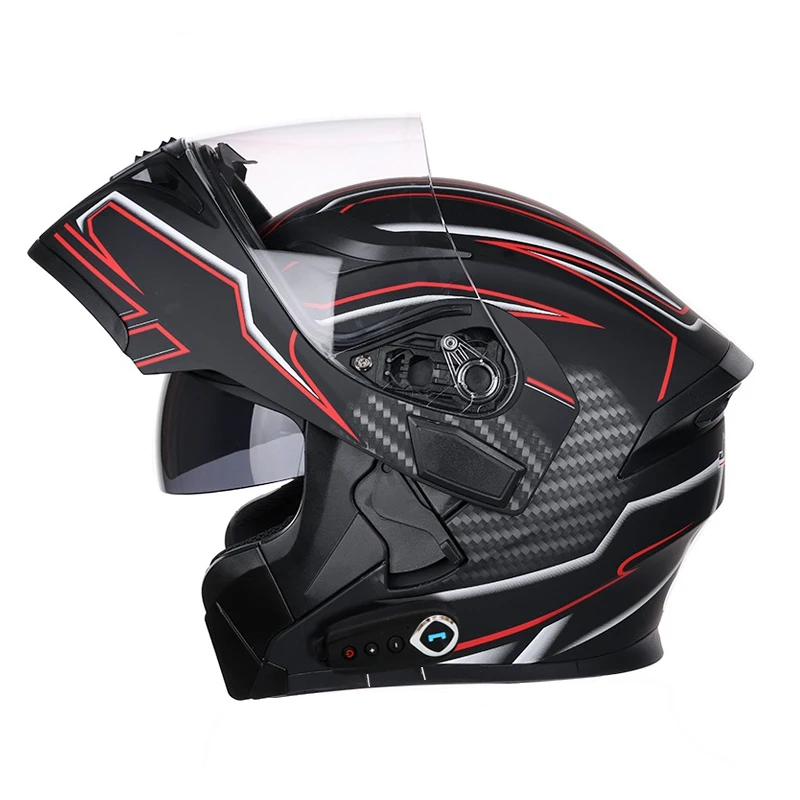 

NEW Bluetooth Helmet Flip Up Visor Dual Lens Casco Moto Cool Motorcycle Helmet Full Face Casco Black Motorbike Helmets Modular