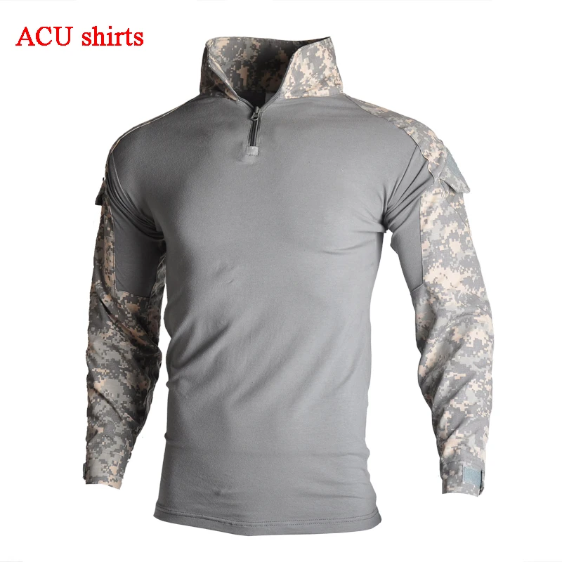 shirts ACU Уличная Военная тактическая Униформа для страйкбола Пейнтбольная камуфляжная охотничья одежда унисекс дышащая Боевая Стрельба Armys костюмы - Цвет: shirts ACU