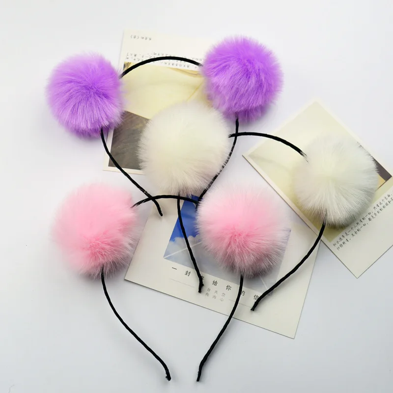 Повязка на голову с помпоном для девочек аксессуар волос в стиле принцессы