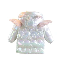 winter baby girl wing coat unicorn down jacket with hood warm padded jacket outdoor girl color shoulder bag kids top clothes