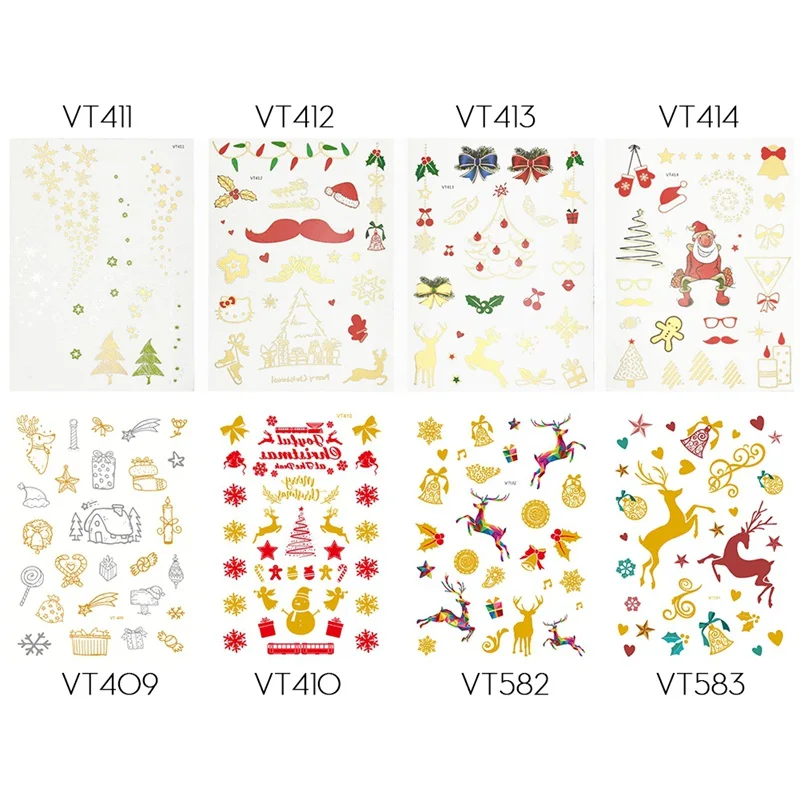 Рождество Горячая штамповка временные искусственные татуировки Золотой