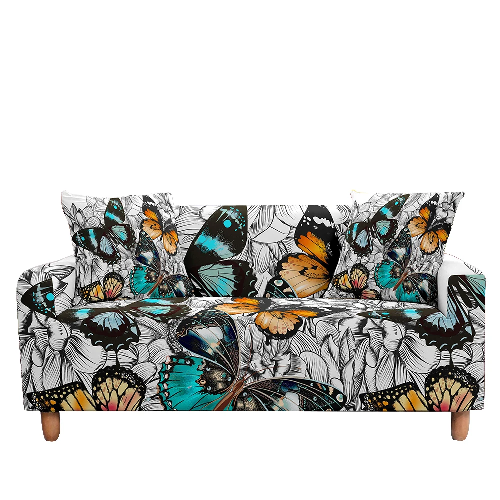 

Skull Butterfly Stretch Sofa Cover for Living Room Sectional Couch Cover Elastic Armchair Slipcovers LoveSeat 1/2/3 Seater