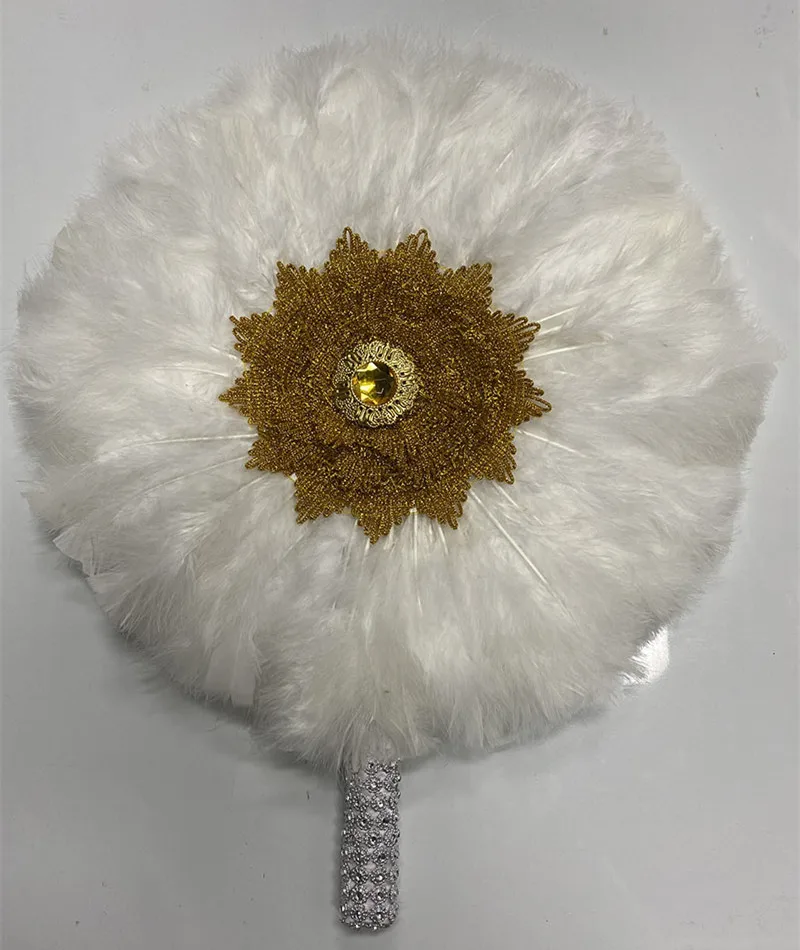 

Feather Hand Fan Handmade Luxurious African Dance Lace Feather Fans for Wedding Party Gift Dropshipping Top Wedding Decoration
