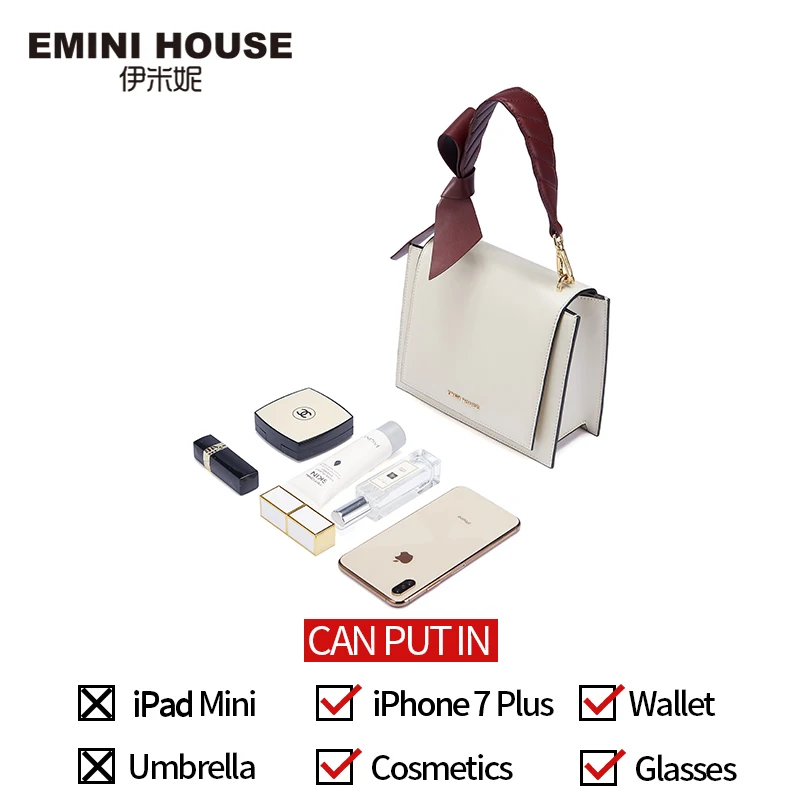 EMINI HOUSE сумка на плечо с бантиком, сумки через плечо для женщин, роскошные сумки, женские сумки, дизайнерская женская сумка из спилка
