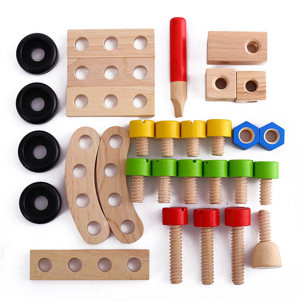 30Pcs Wooden DIY Car/Plane Disassembly Nuts Game Children Kids Natural Color Model Building Blocks Educational Toys | Игрушки и хобби