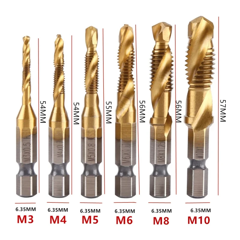 Набор сверл с титановым покрытием HSS M3-M10 6 шт. | Инструменты