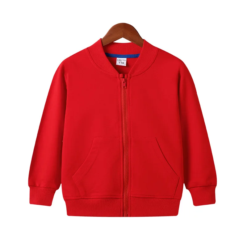 

2021 Spring & Autumn Active Unisex Kids Coat Pocket O-Neck Zipper Cotton Full Solid Thin Boys Coat Kids Clothes Girls 8 To 12