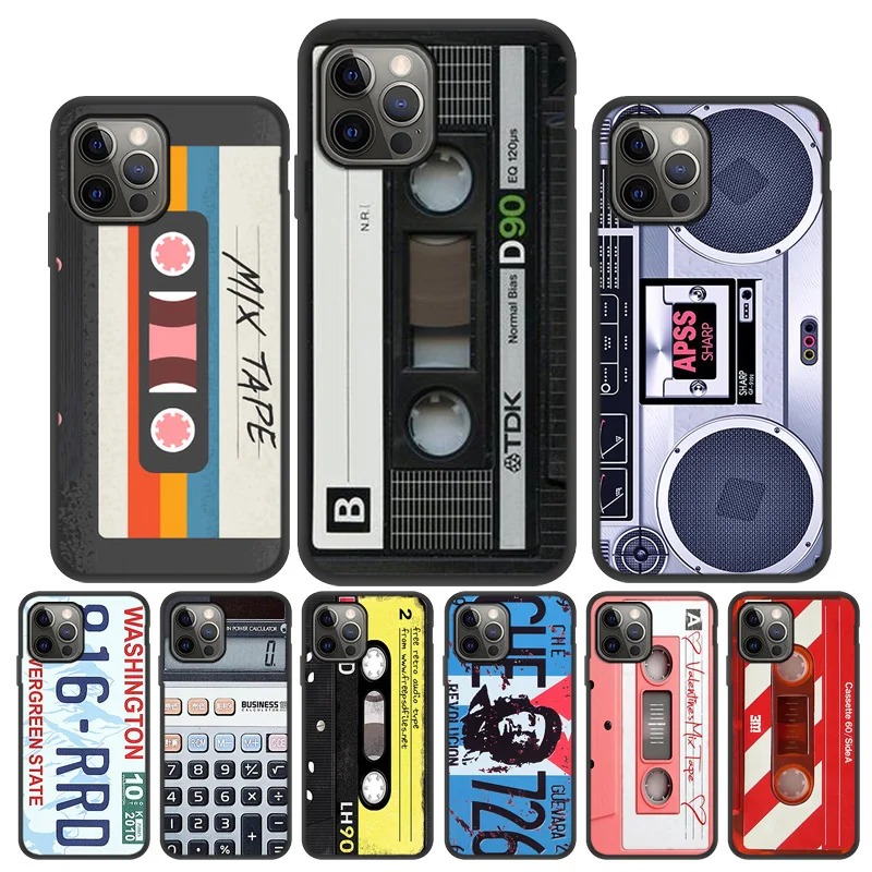 

Soft TPU Case For iPhone 13 11 12 Pro Max Case Vintage Cassette Tape Retro Case iPhone12 Mini XR X XS 7 8 SE 2020 6 Plus 5 Cover