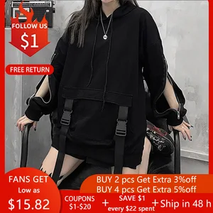 Худи женское черное на молнии, с капюшоном, 2020