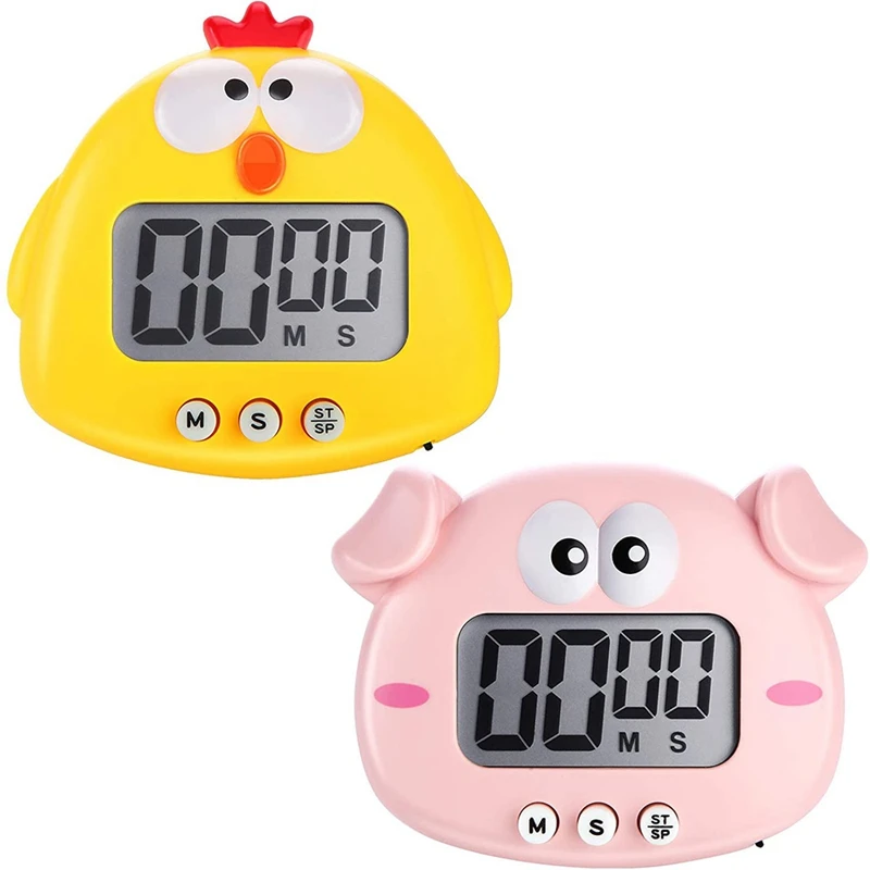 

2 Pieces Kitchen Timer Animal Digital Countdown Timer Magnetic Timers LCD Display Timer for Cooking Kids