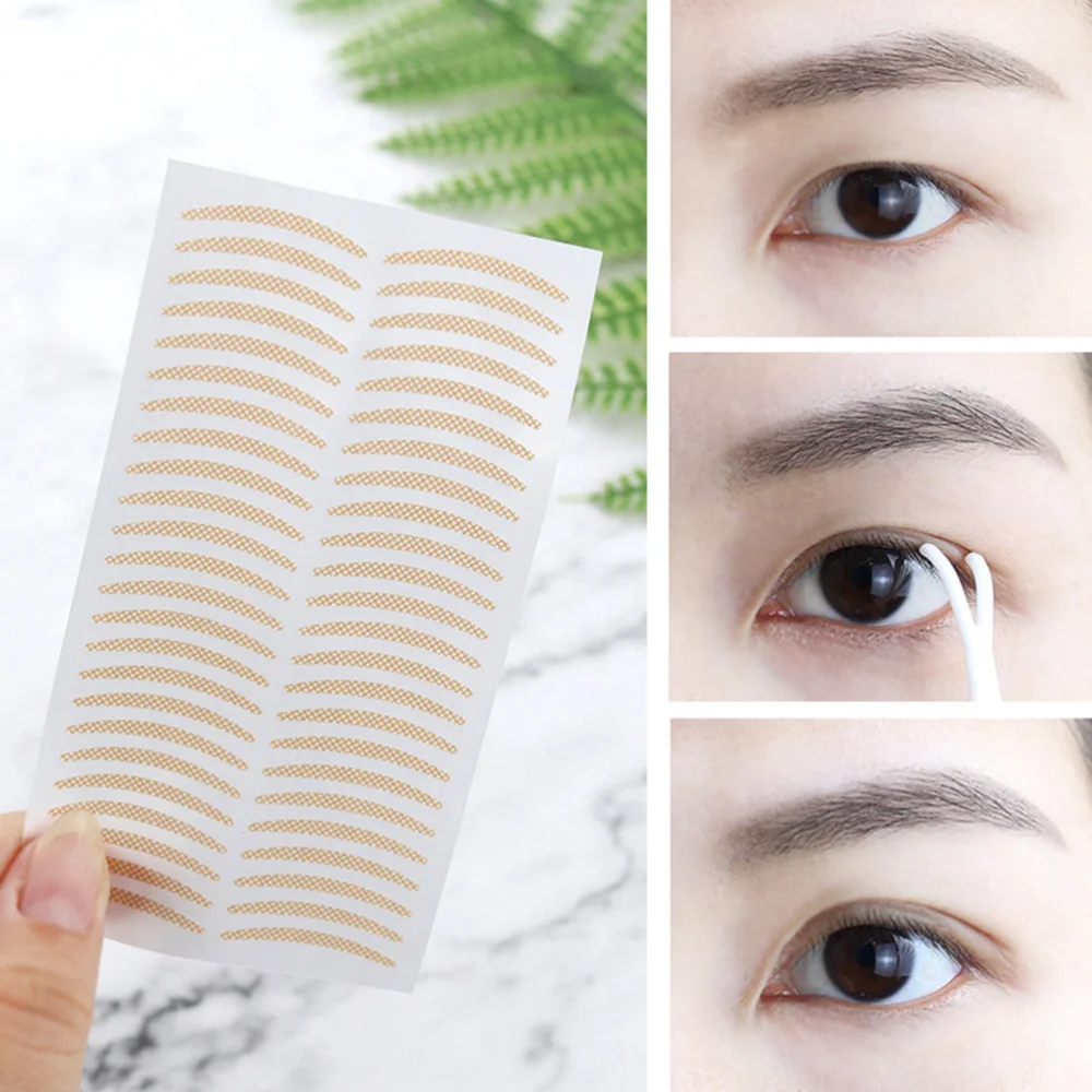 

60 Sheets of Mesh Lace Double Eyelid Stickers Traceless Invisible Double Eyelid Pastes for Ladies (Fine Strips Pattern Rou