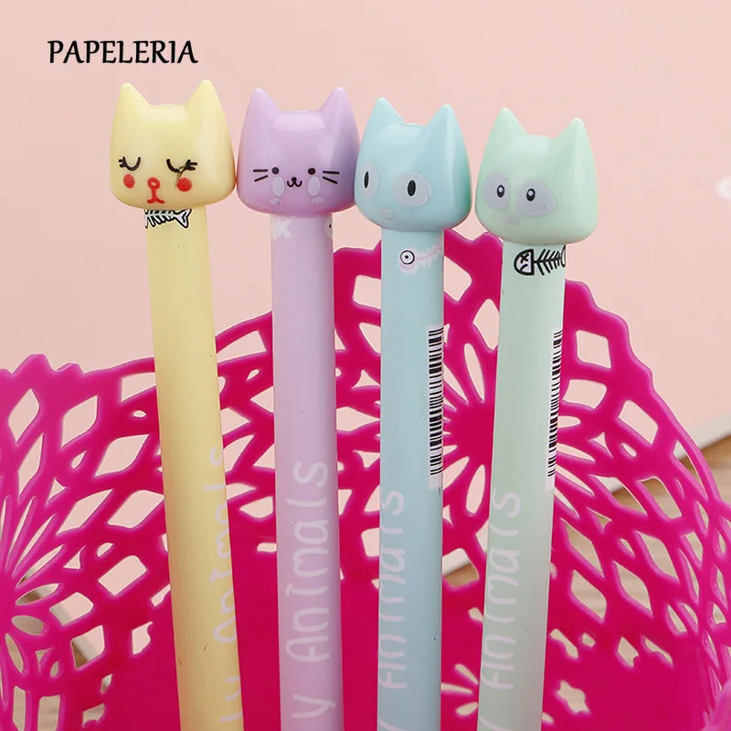 4 шт./компл. милый Кот гелевая ручка 0 5 мм Полная игла с черными чернилами