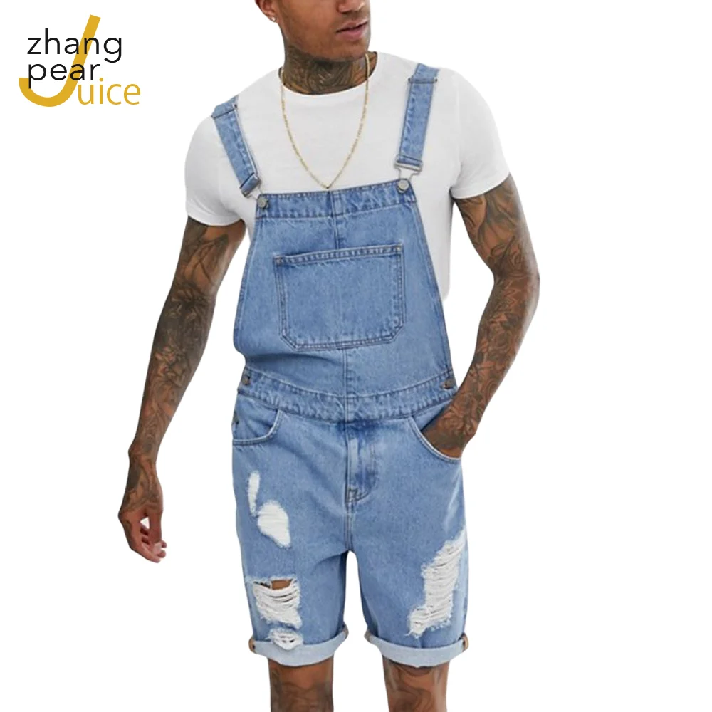Модные мужские джинсовые комбинезоны шорты уличный джинсовый комбинезон для