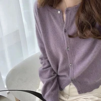 2020 new arrivals spring autumn sweater cardigans multi colors o neck soft waxy long sleeved knitted cardigans casual lady top