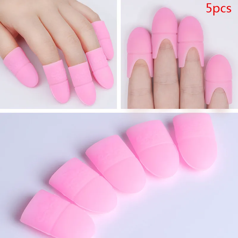 Pink 5pcs Cap Комплект инструментов для маникюра гель для снятия лака Очиститель клипса колпачок удалитель салфетки без ворса лак для ногтей хлопок кутикулы толкатель маникюрные советы - Цвет: Pink 5pcs Cap