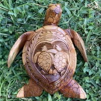 1pcs turtle crafts ornaments miniature artificial garden ornament hawaiian turtle model wooden figurines home garden decoration