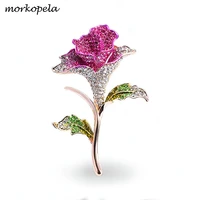 morkopela rose flower rhinetone brooches for women fashion luxury brooch pin jewelry clothes scarf pins accessories