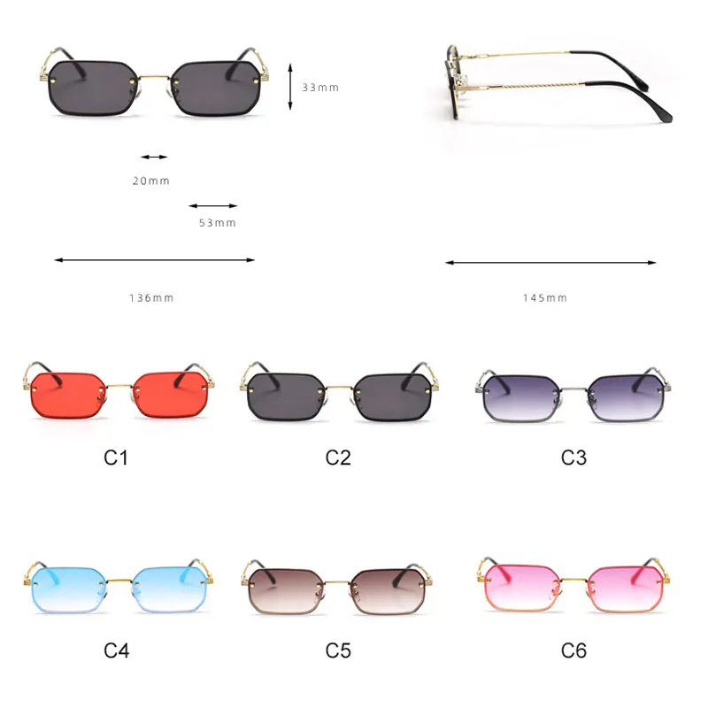 

HBK Small Rectangle Sunglasses Women Red Black Square Sun Glasses Women Vintage Style Female Men UV400 Eyewear