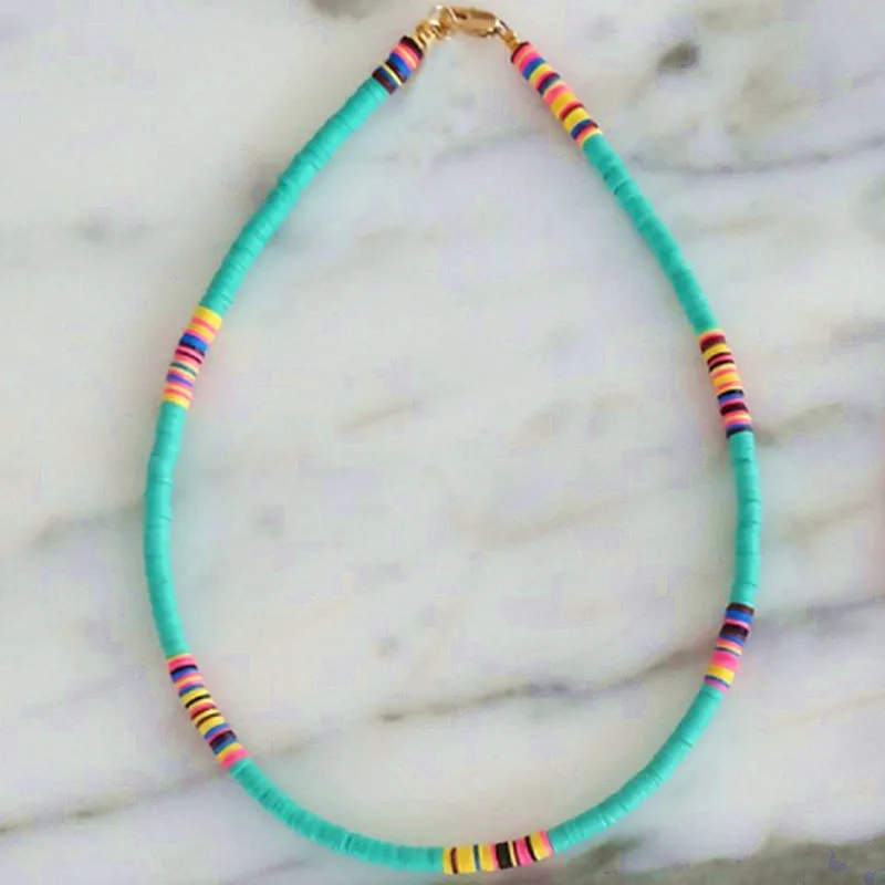 4 Богемский воротник vsco девушка lucite shell Чокеры Ожерелье bijoux femme переработанный диск Африканский виниловый бисер ожерелье для женщин HEISHI - Окраска металла: 4