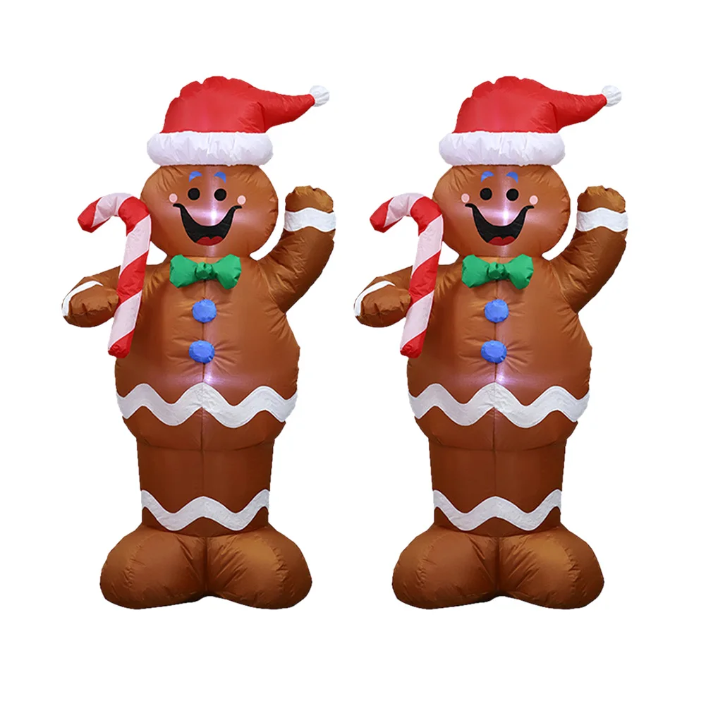 

Christmas Inflatable Model Gingerbread Man Pattern With Light For Courtyard Lawn Festival Party Decor Terror Props Toys Parties