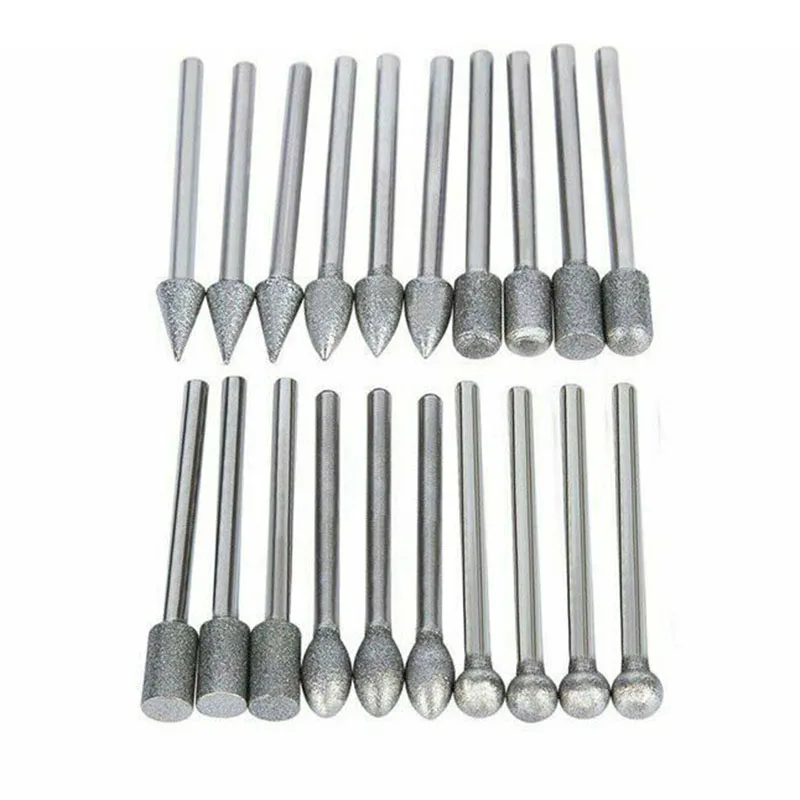 

20pcs Set Electroplated Diamond Grinding Burr Drill Bits Glass Engraving Equip