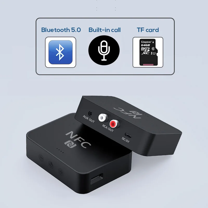 Беспроводной Bluetooth 5 0 приемник NFC RCA 3 мм AUX разъем музыкальный Hi Fi аудио адаптер