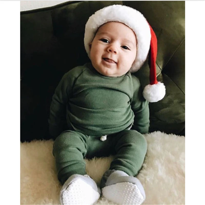 Комплект одежды для маленьких девочек 0-24 мес. милая однотонная детская одежда