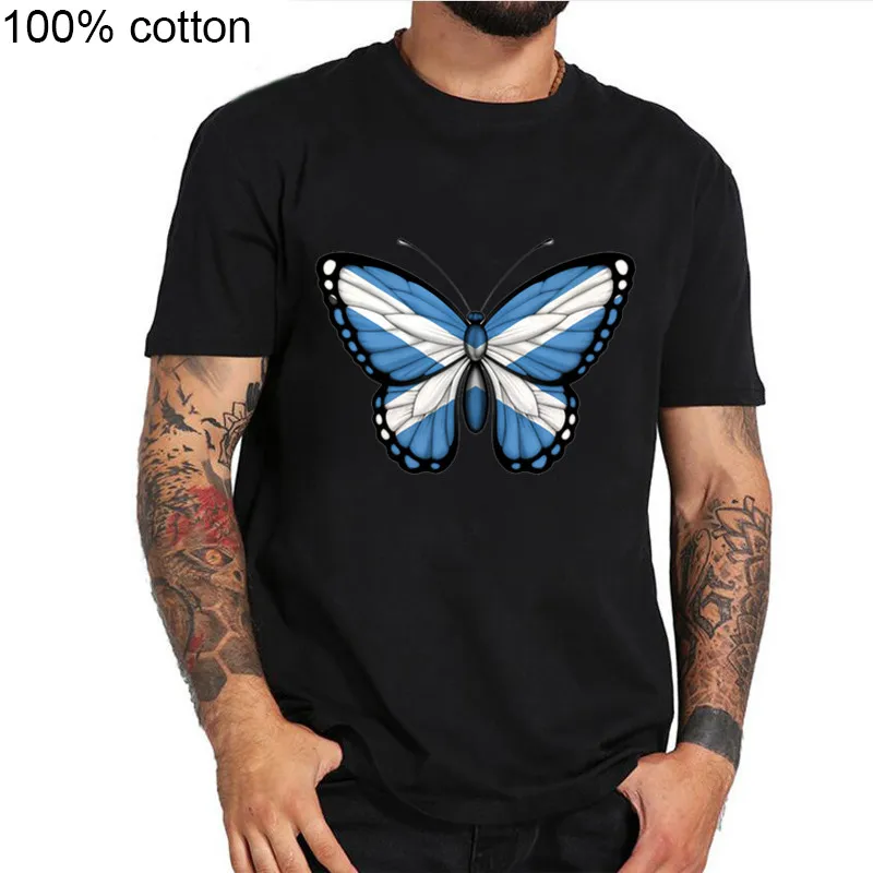 Шотландия флаг дизайн футболки для мужчин 3D шотландский Флаг Бабочка с коротким