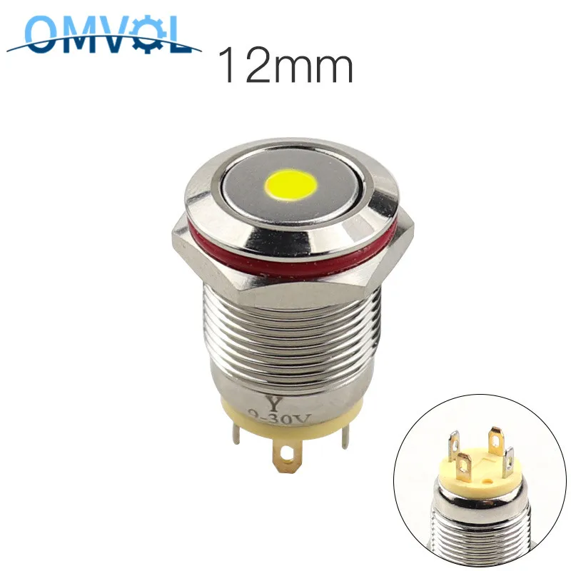 1 шт. 12 мм Мгновенный металлический переключатель водонепроницаемый кнопочный с