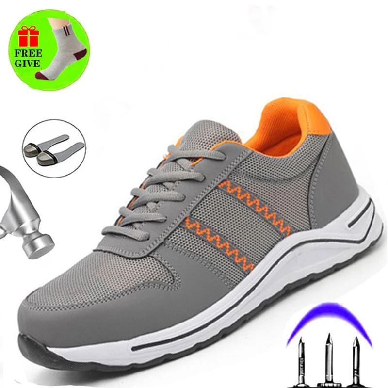 19 safety shoes Steel Toe Caps Anti-smashing Anti-puncture Work Shoes Lightweight Breathable Wear-resistant Non-slip Men's Boots 2019 new breathable deodorant labor insurance shoes steel toe caps anti smashing safety shoes non slip wear resistant work boots
