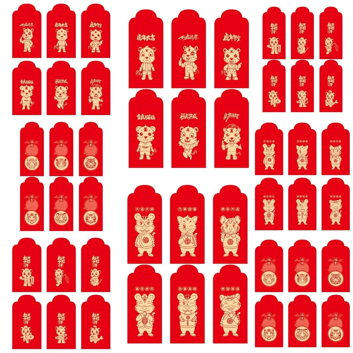 

6 шт./компл. новогодние красные конверты с китайским знаком зодиака, карманы для денег, товары для вечерние