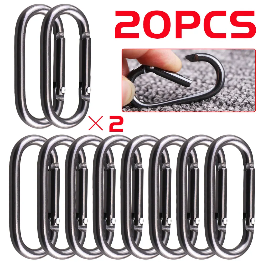 

5/10/20pcs Carabiner Clips Black Oval Hanging Buckle Carabiner Hanging Buckle Small Carabiners for Water Bottle and Harness