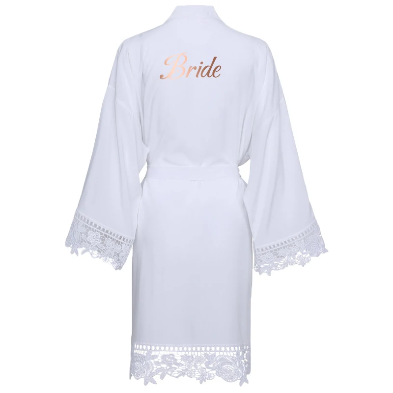 New Women White Green Mint Cotton Lace Bride Bridesmaid Robe Wedding Bridal Dressing Gown Sleepwear Bath Robe