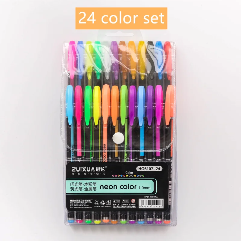 24 color set 12/24/36 шт/партия неонового цвета маркер ручка шариковая 1,0 мм маркеры для каллиграфии вкладыш для рисования школы искусства A6897 - Цвет: 24 color set