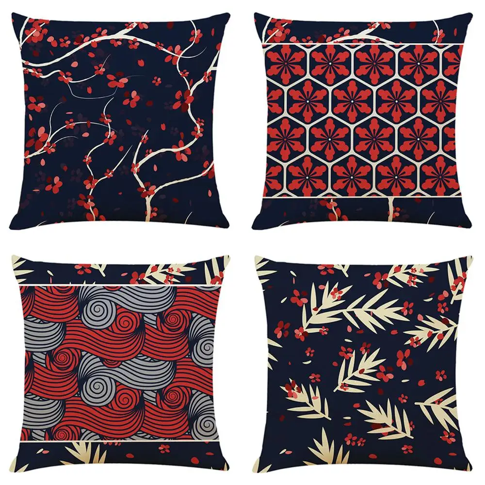 Zeroomade в японском стиле завод хлопковые льняные наволочки узор цветущей сакуры