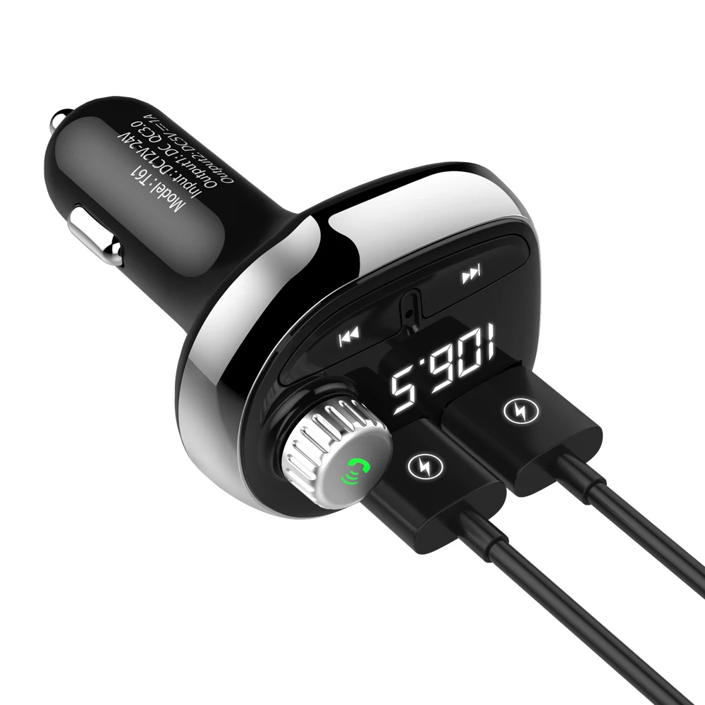 Быстрое зарядное устройство с двумя USB портами Bluetooth беспроводной FM передатчик