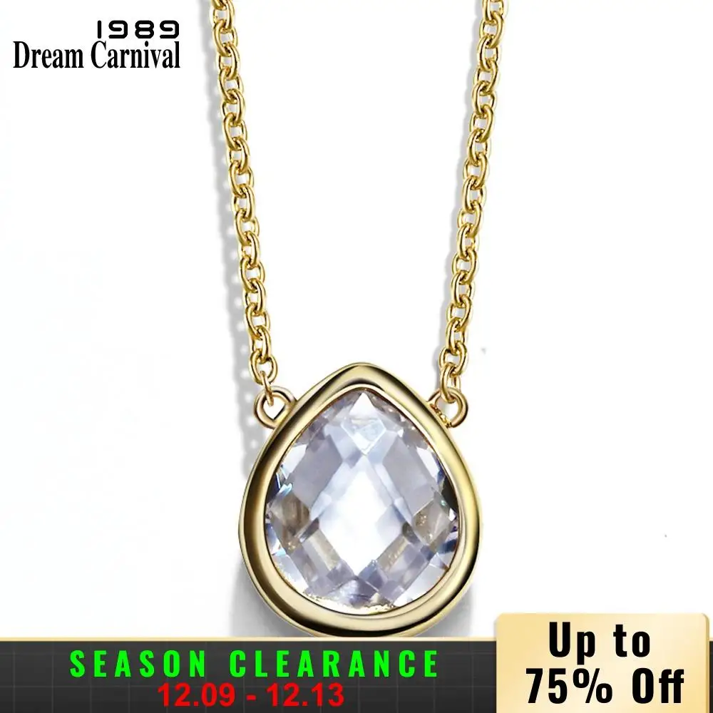 Dreamcarnival 1989 Teardrop CZ кулон Цепочки и ожерелья для Для женщин Повседневное партии Jewels Заводские золото Цвет колье Bijoux Collana
