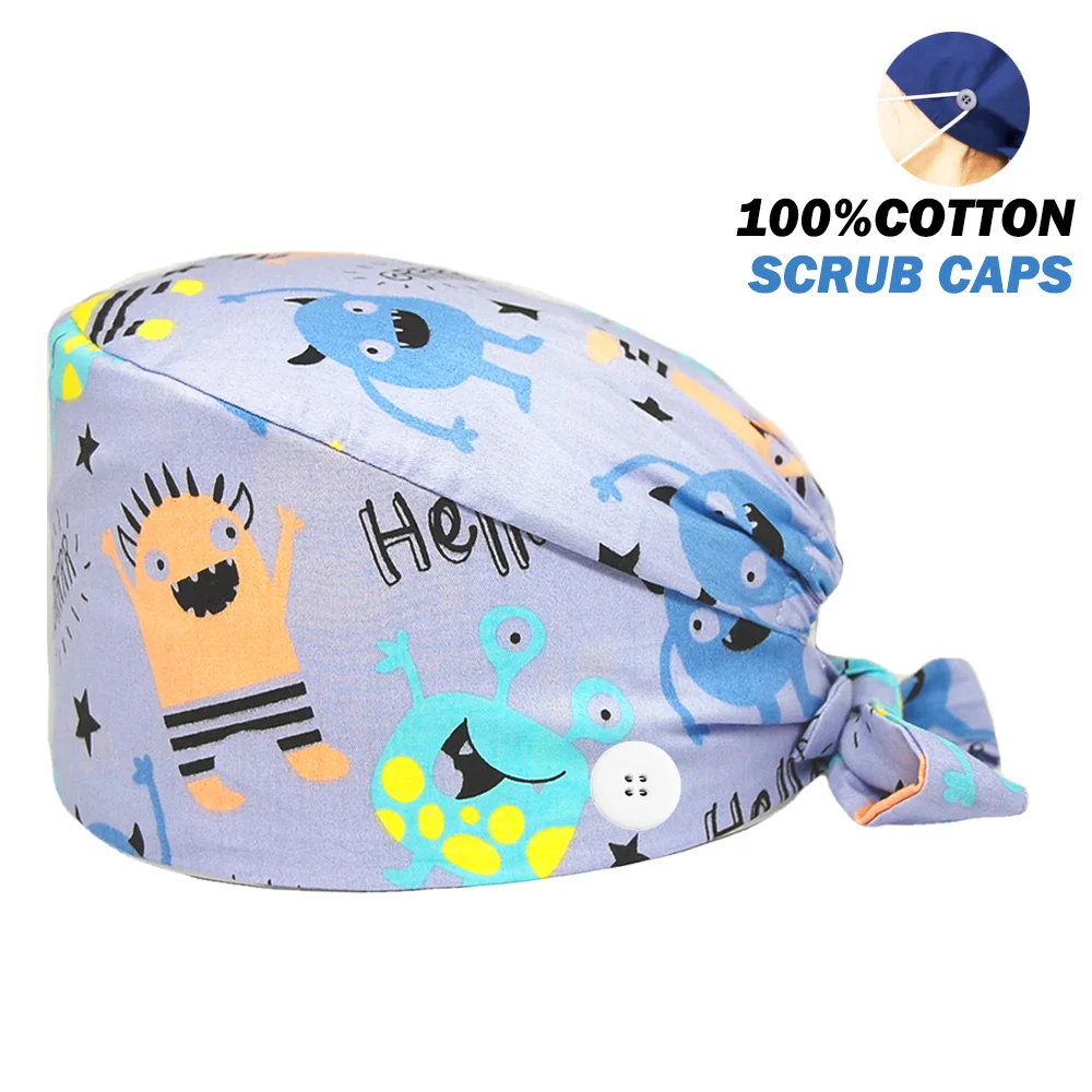 Регулируемая хирургическая шапка унисекс повязка с аниме принтом гигиенические