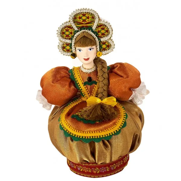 Фарфоровая кукла коллекционная Неваляшка - игольница. Сувенир ручной работы |