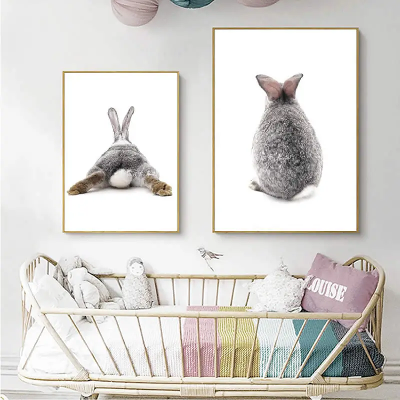 Детский Стиль животные кролик холст Забавный плакат на стену художественный