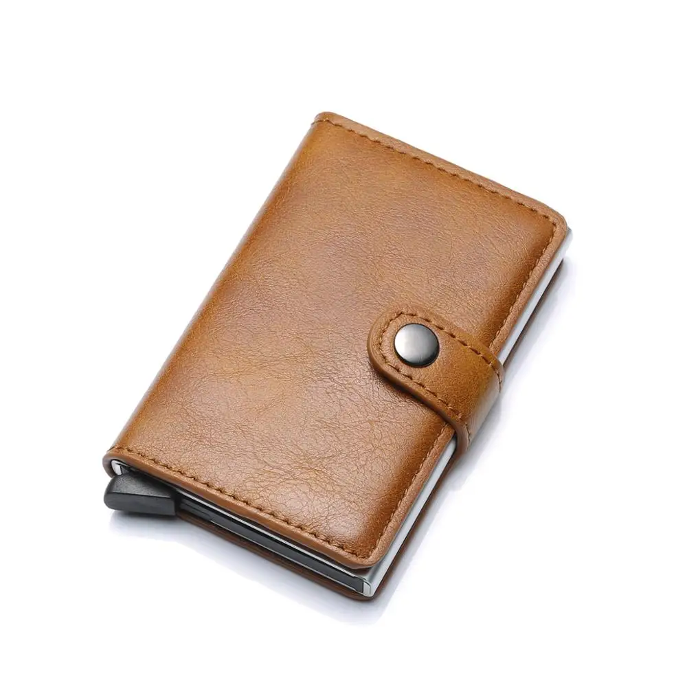 6989-brown Мужской кредитный держатель для карт, RFID Блокировка, мужской кошелек, автоматическая застежка, мужской кошелек, кожзам, кошельки для банковских карт, Бизнес ID держатель для карт - Цвет: 6989-brown