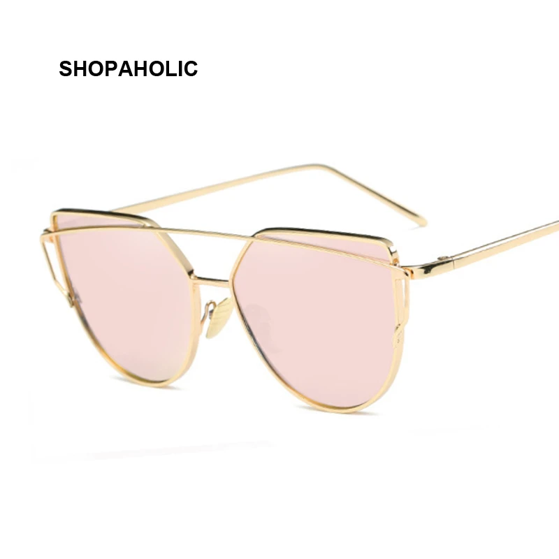 

Metal Sunglasses Women Luxury Cat Eye Brand Design Mirror Rose Gold Vintage Cateye Fashion Sun Glasses Female Eyewear