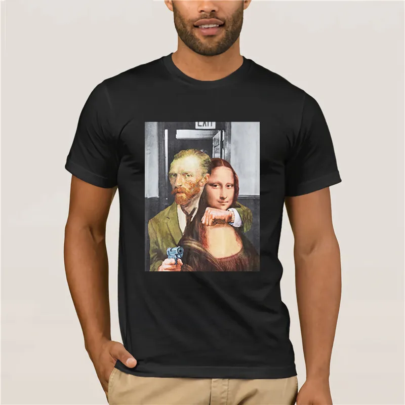 

New Novelty Punk 2020 Men Gunner Mona Lisa T-Shirt Hip Hop Skateboard Street Cotton fashion summer T-Shirts Tee Top