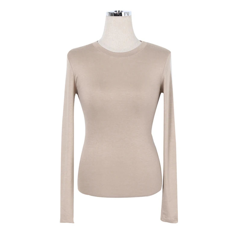 

T Shirt Korean Style Slim T-shirts 2021 Sexy Tshirts Cotton Long Sleeve Summer Tops Tee Shirt Femme Khaki Blue White Black